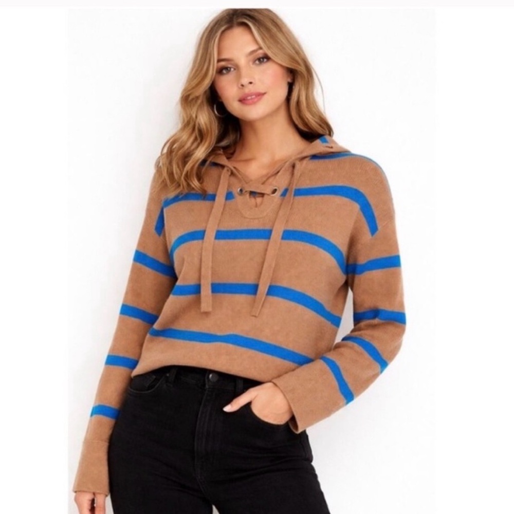 NEW Everlane Striped Lace-Up Smock Sweater